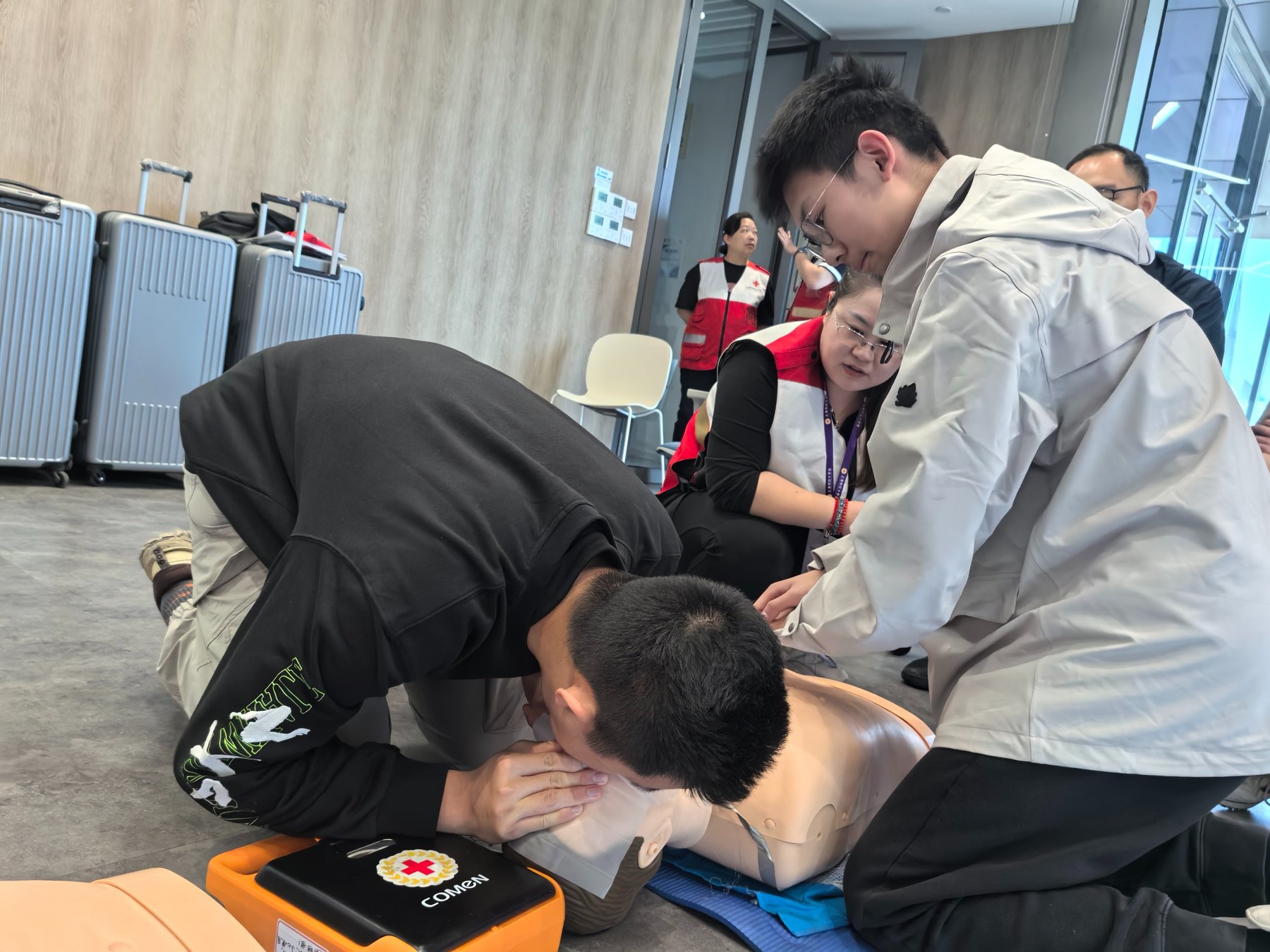 CPR practice with instructor